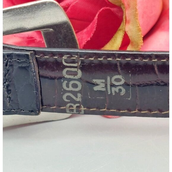 Black & Two Tone Silver & Gold Faux Croc Leather Western Belt Size M Cowgirl - Picture 6 of 7